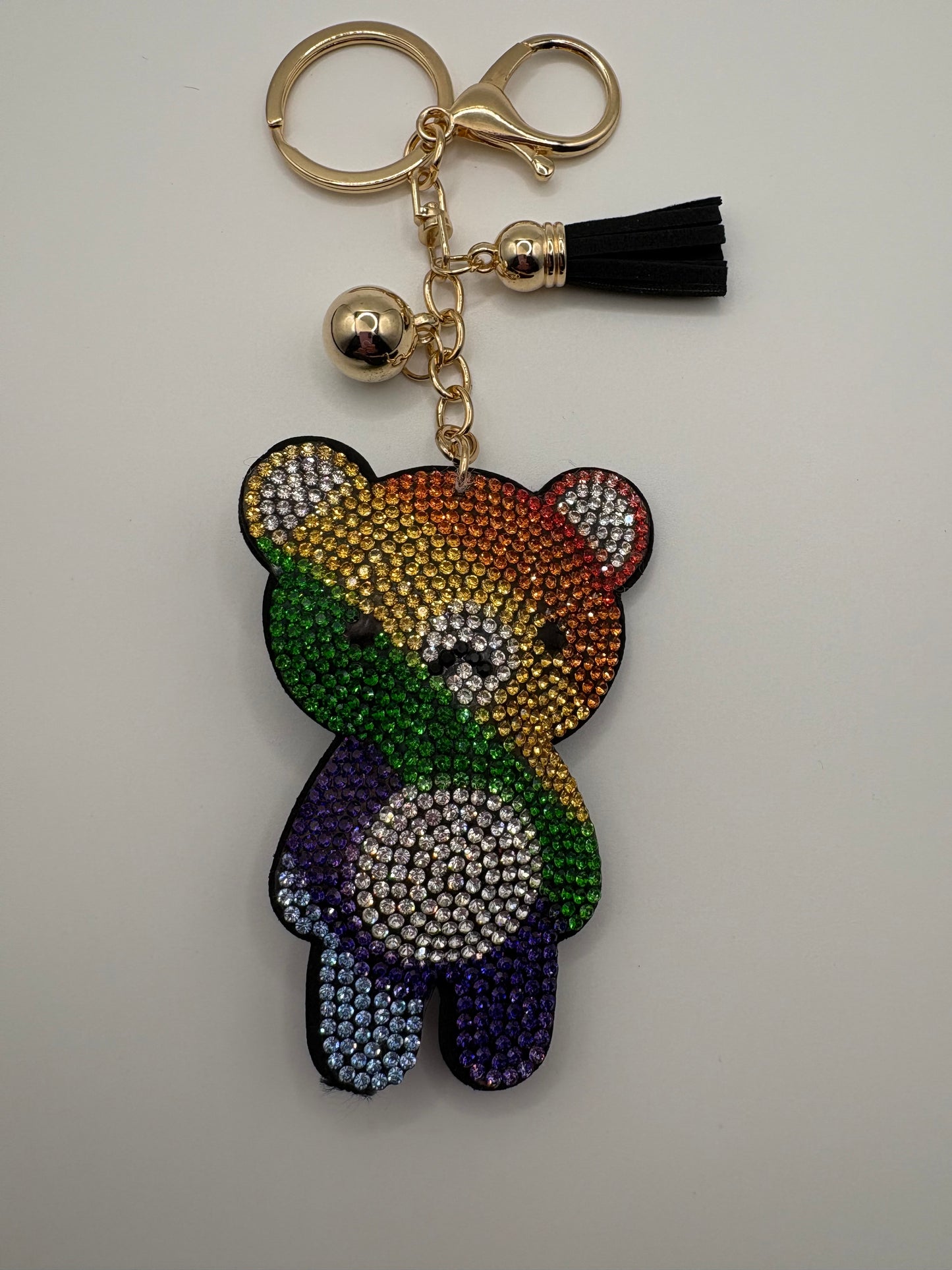 Rainbow Rhinestone Bear Keychain/Bag Charm