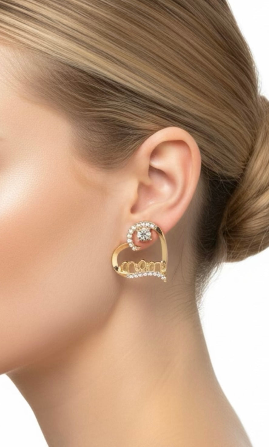 Fashion Mom Heart Earrings in Gold and Silver tones