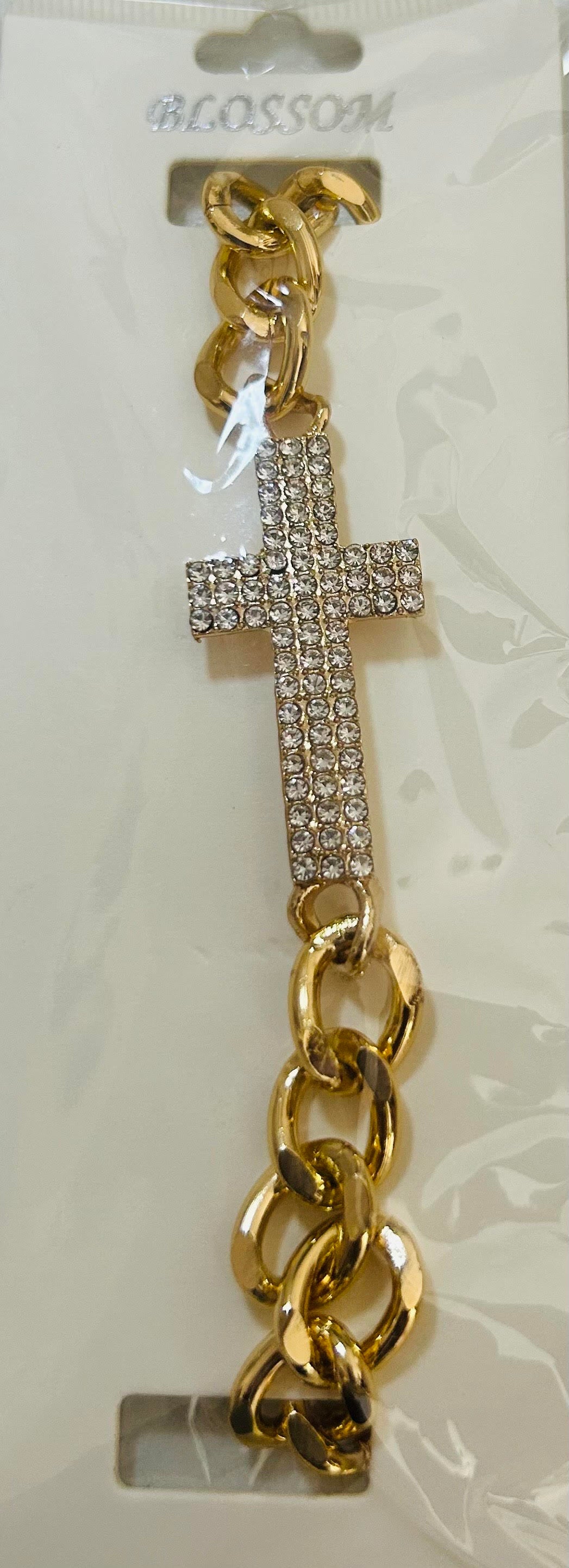 Fashion Rhinestone Embellished Cross Bracelet