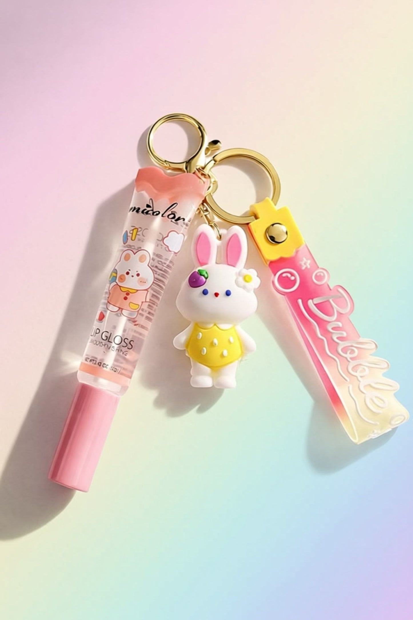 Bunny lipgloss Keychain/Bag charm Set
