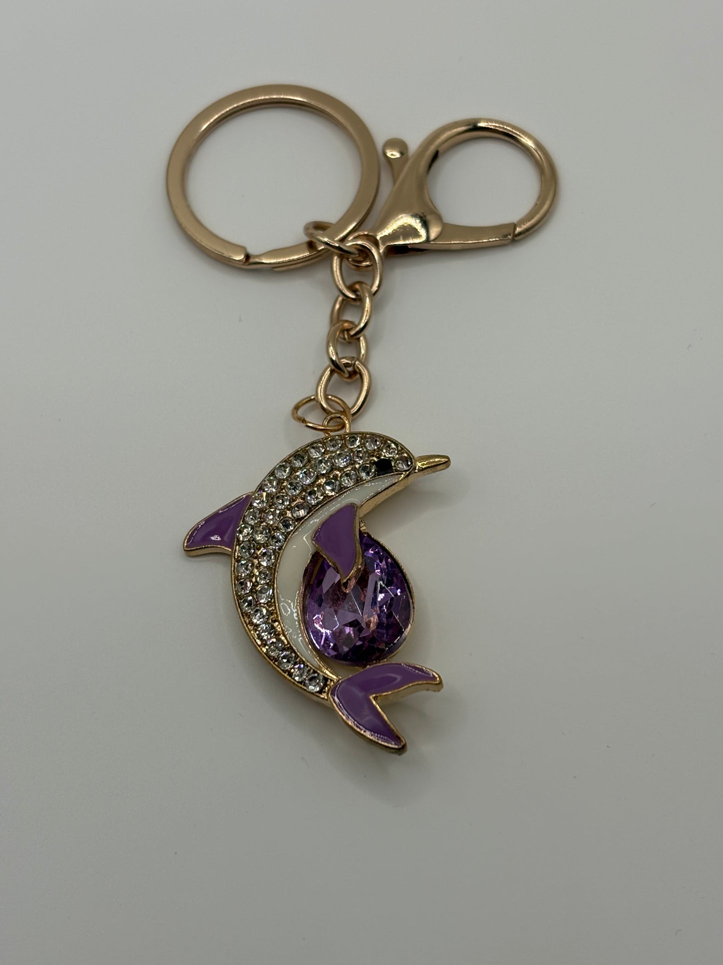 Rhinestone Dolphin Keychain/Bag Clip in 4 colors