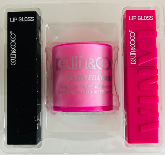 Kevin & CoCo 3 piece lipgloss and candle set