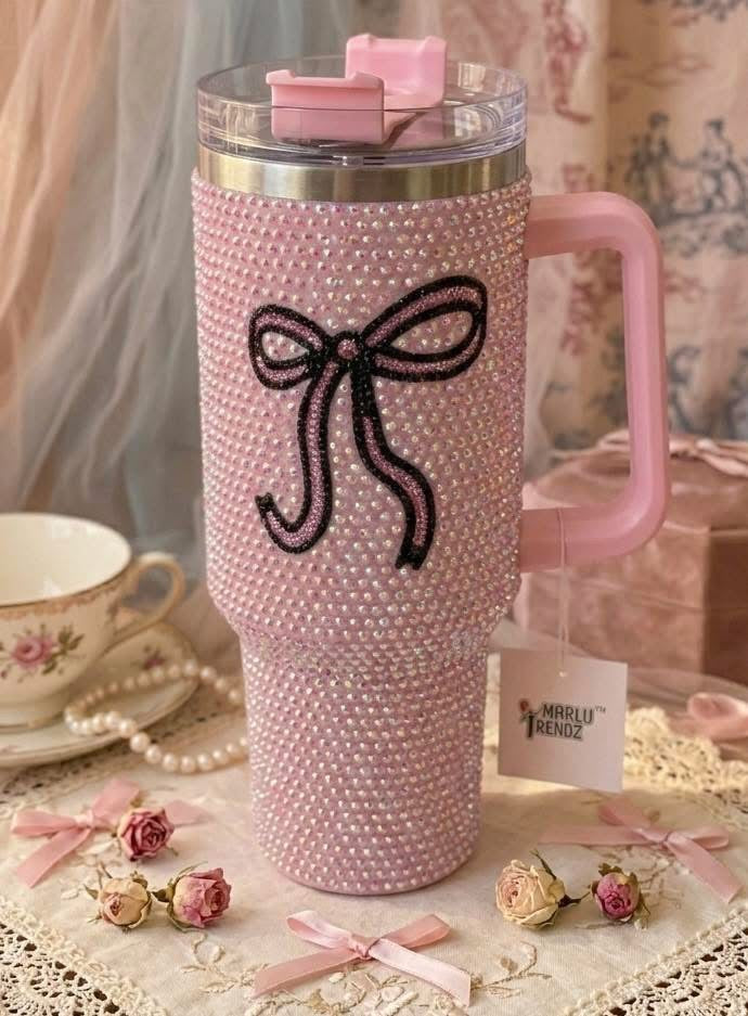 Adorable Rhinestone Bow 40oz Tumbler