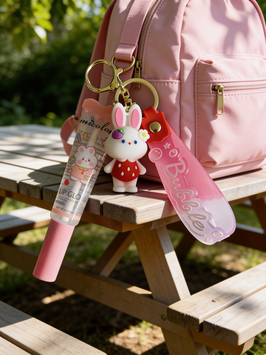Bunny lipgloss Keychain/Bag charm Set