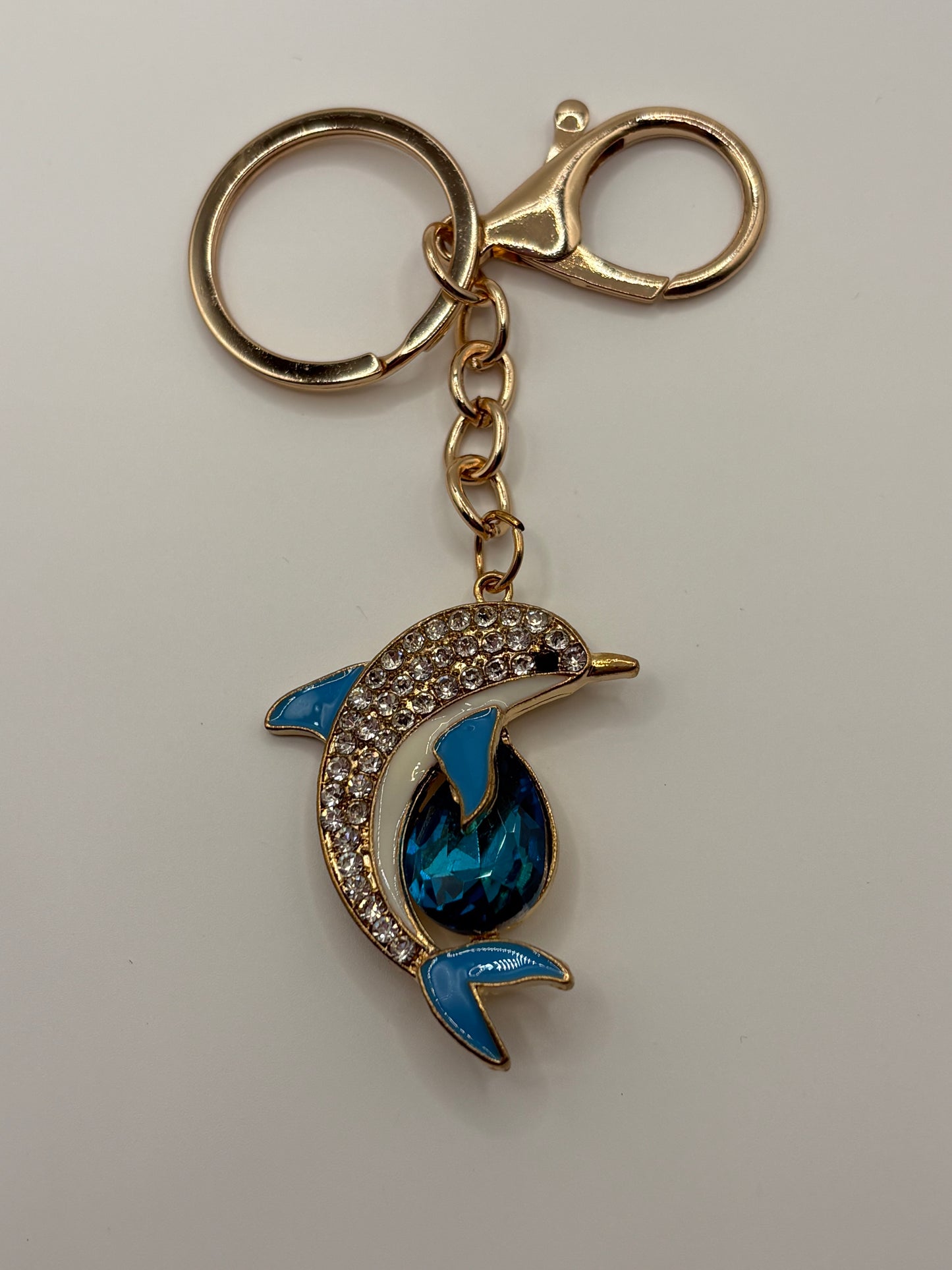 Rhinestone Dolphin Keychain/Bag Clip in 4 colors