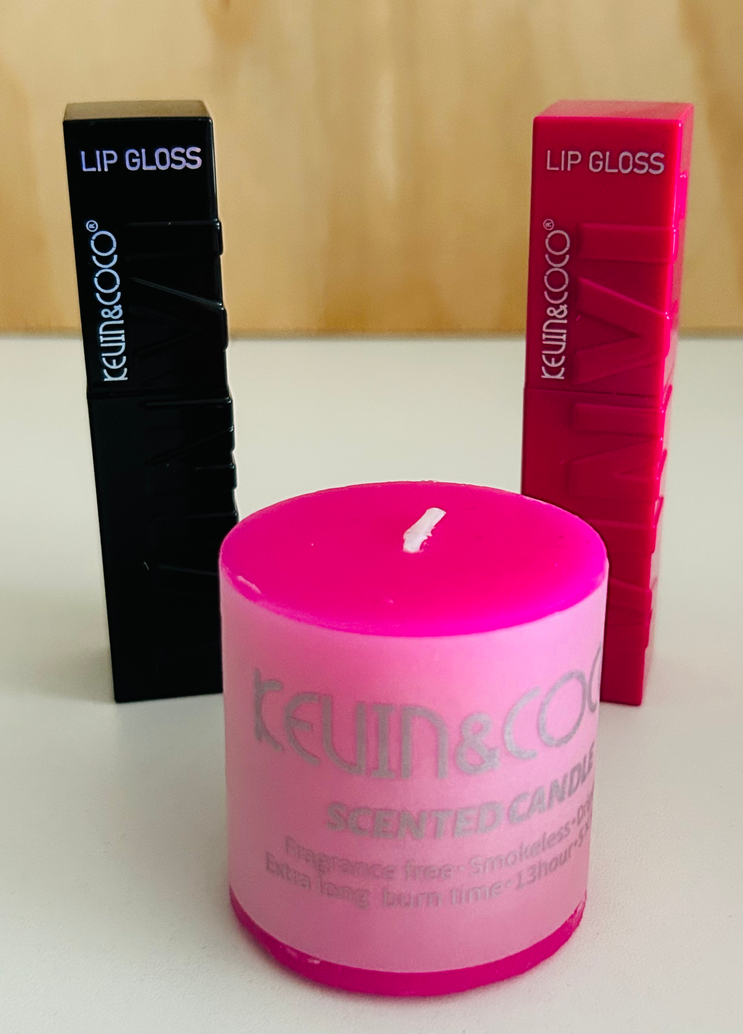 Kevin & CoCo 3 piece lipgloss and candle set