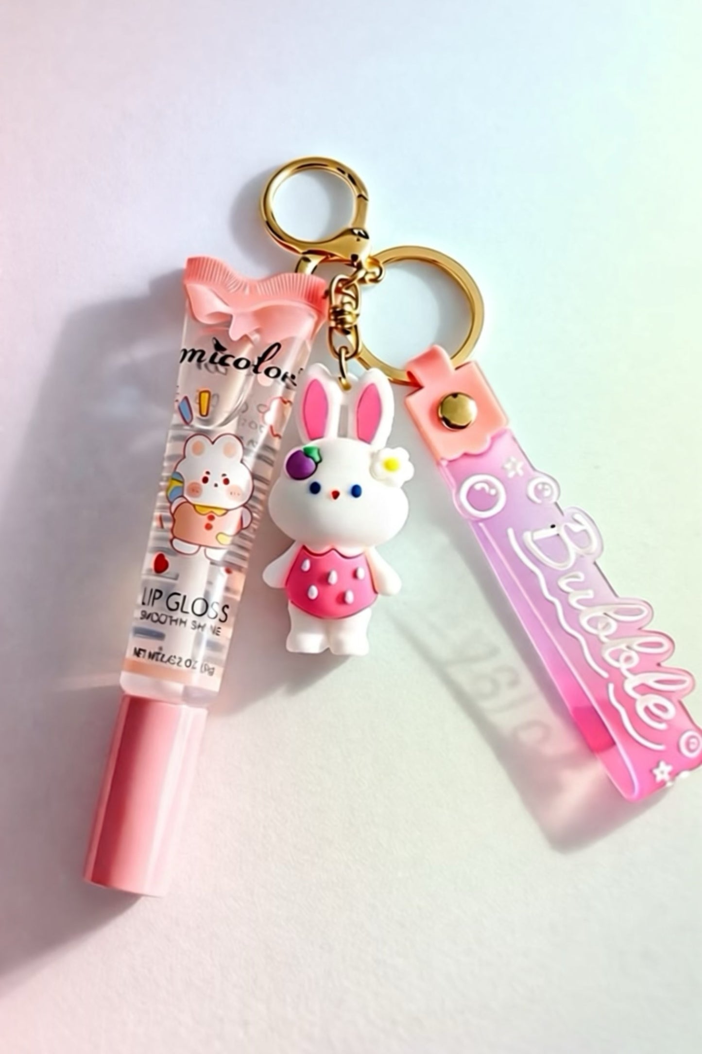 Bunny lipgloss Keychain/Bag charm Set
