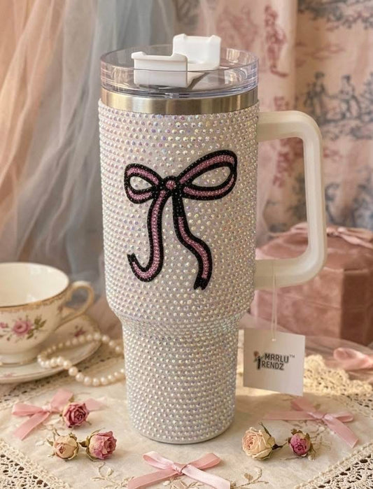 Adorable Rhinestone Bow 40oz Tumbler