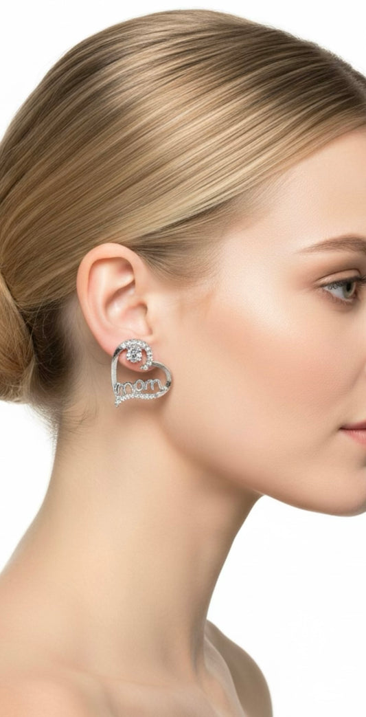 Fashion Mom Heart Earrings in Gold and Silver tones