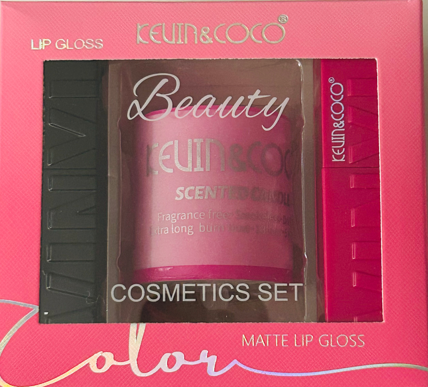 Kevin & CoCo 3 piece lipgloss and candle set