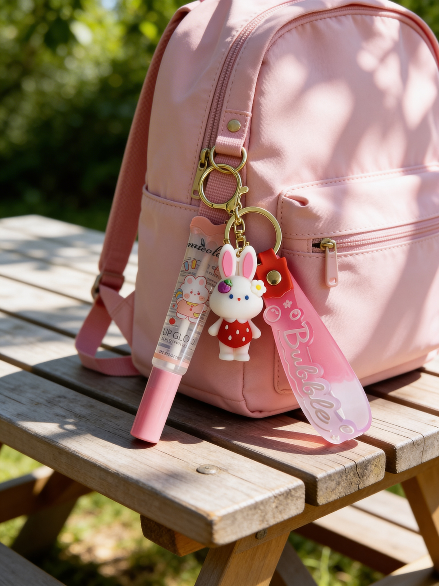 Bunny lipgloss Keychain/Bag charm Set