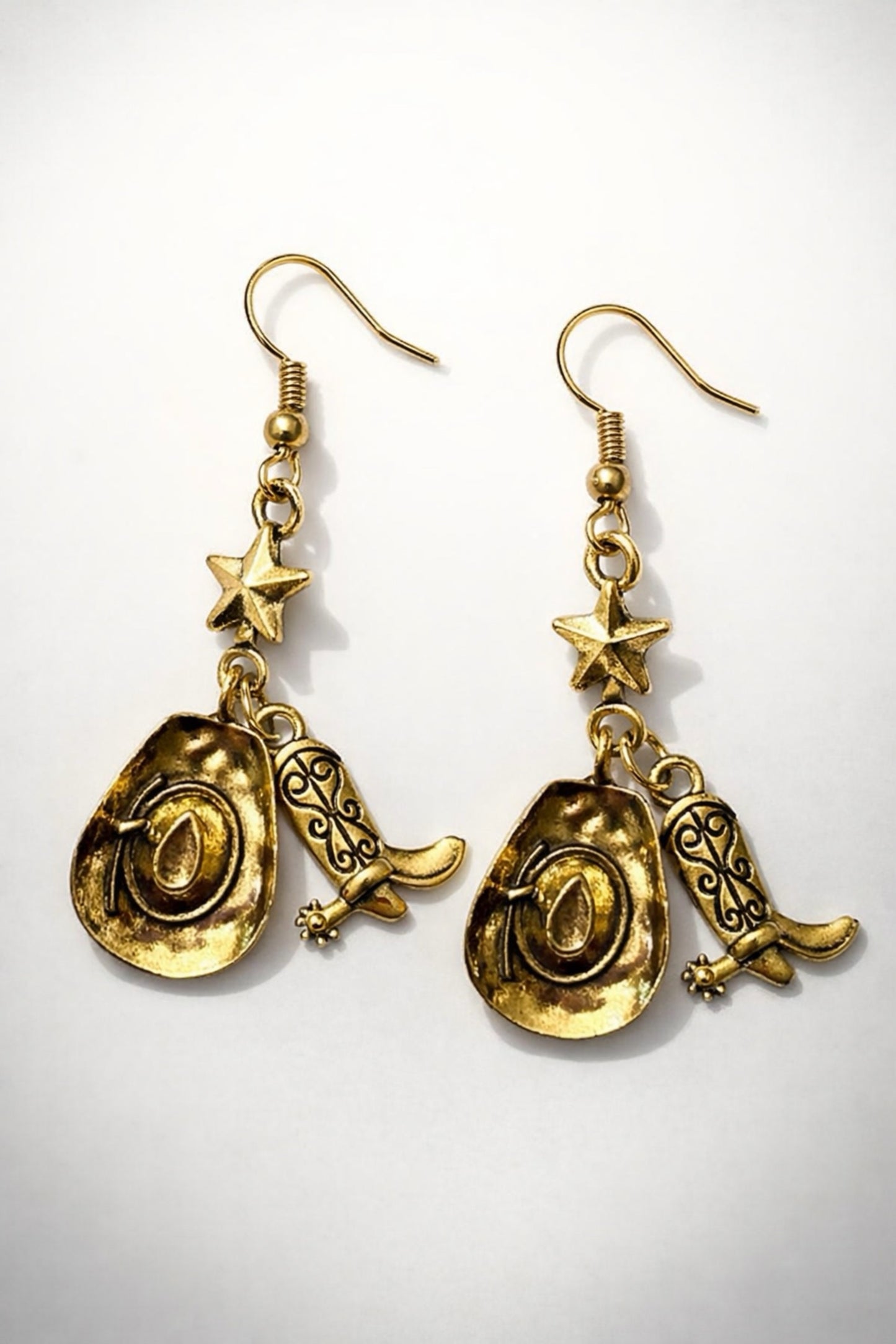 Howdy Cowboy Hats and Boots Dangly Fashion Earrings