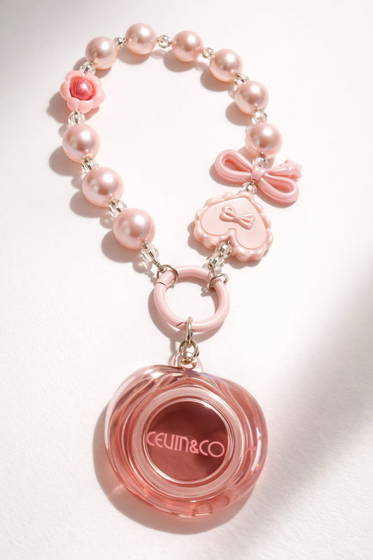 Pink Pearl Wristlet with attached lipstick in two colors