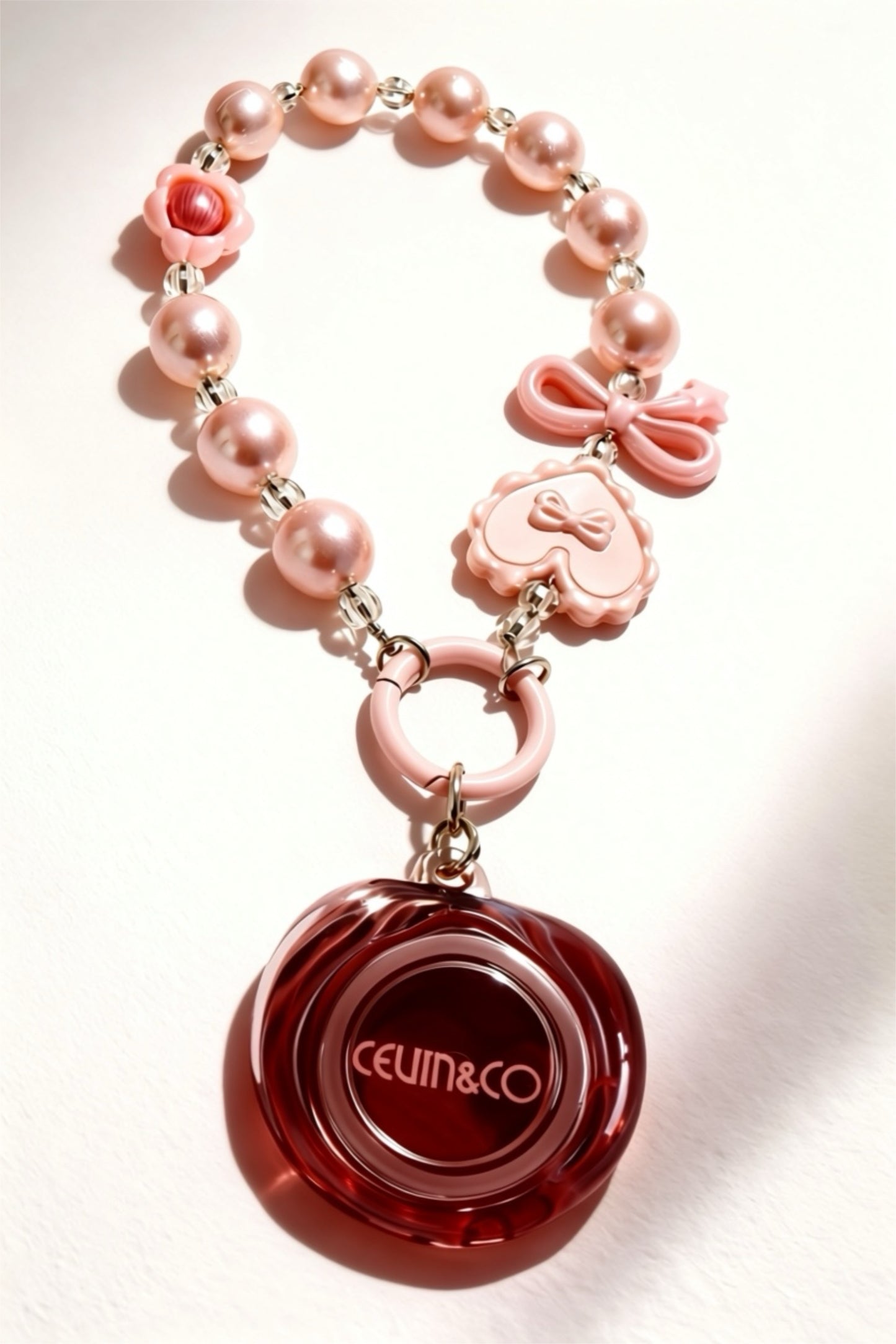 Pink Pearl Wristlet with attached lipstick in two colors