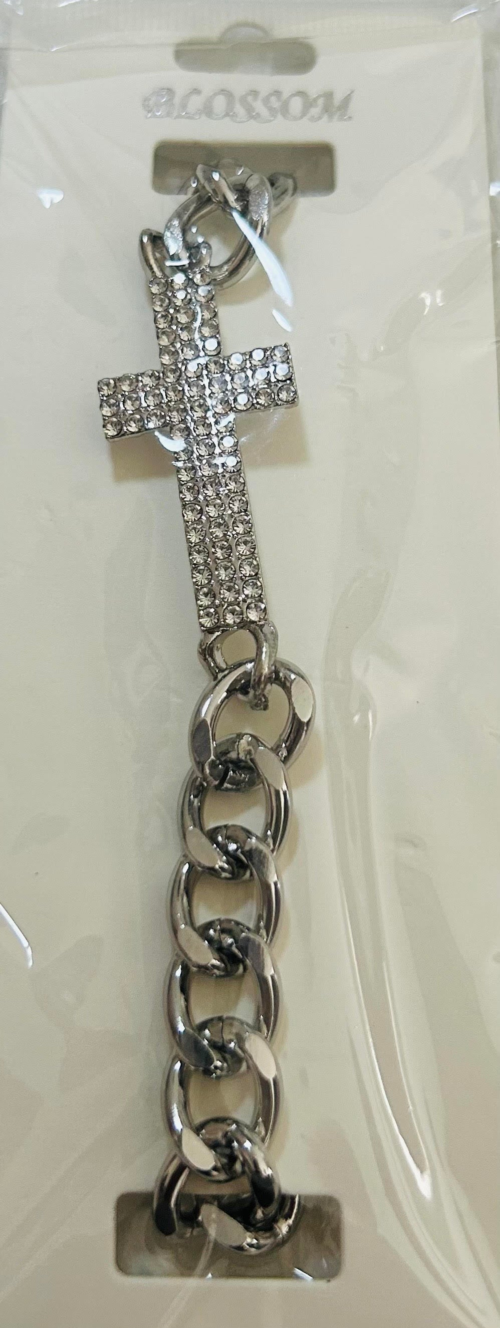 Fashion Rhinestone Embellished Cross Bracelet